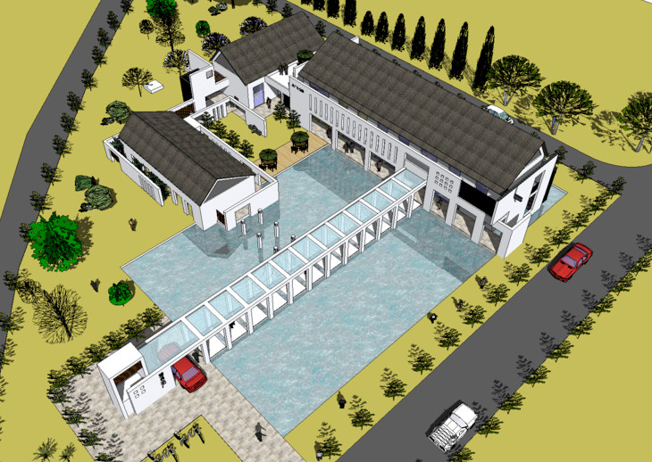水电厂办公楼SketchUp模型插图