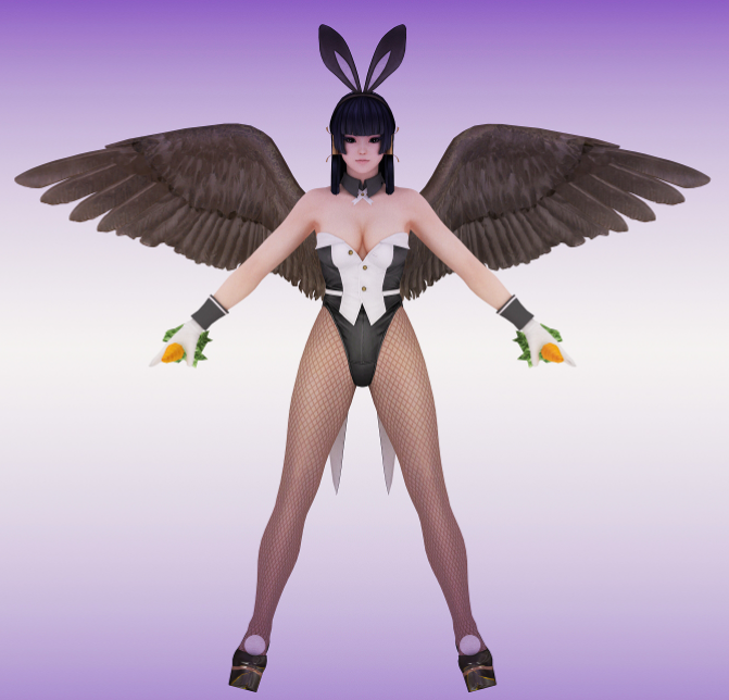 DOA5U Nyotengu 兔女郎翅膀版3dmax模型插图