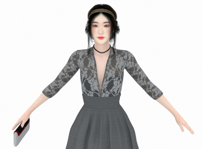 优雅的长裙子贵妇写实人物fbx模型下载插图