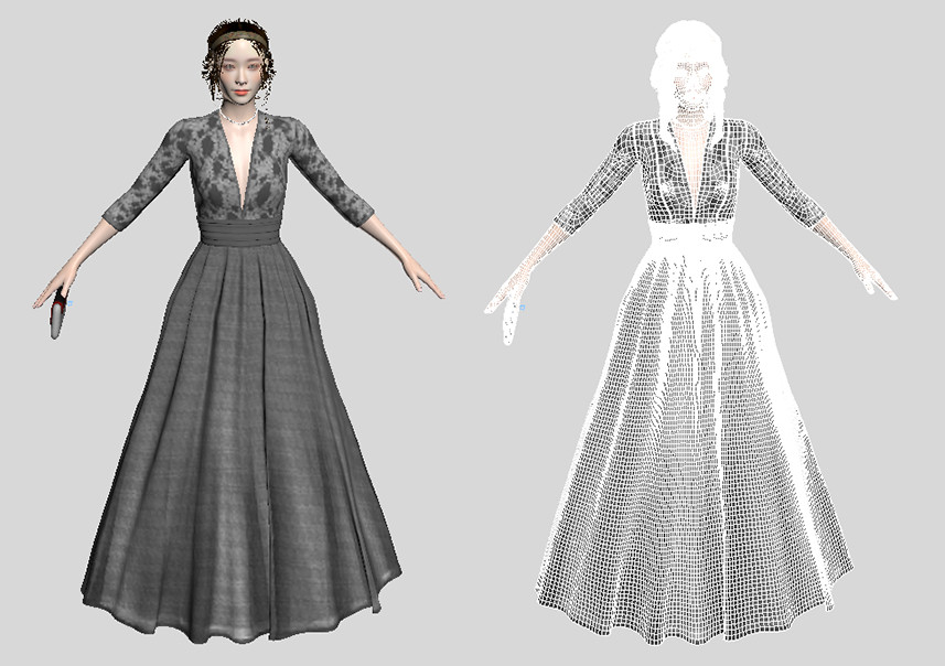 优雅的长裙子贵妇写实人物fbx模型下载插图2