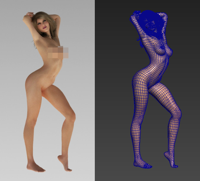 性感pose动作女模特人物3d模型插图