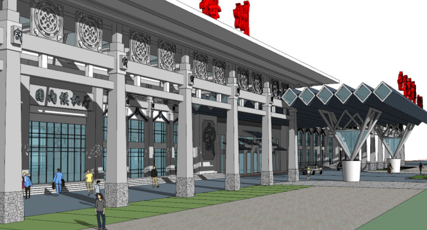 梅州机场建筑规划效果图SketchUp模型插图2