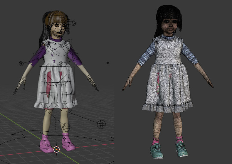 最终幻想7 重制版小女孩blender绑定模型下载插图2