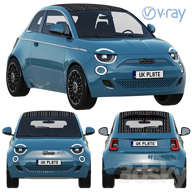 FIAT 500 ELECTRIC CAR亚非特电动汽车3dmax模型插图