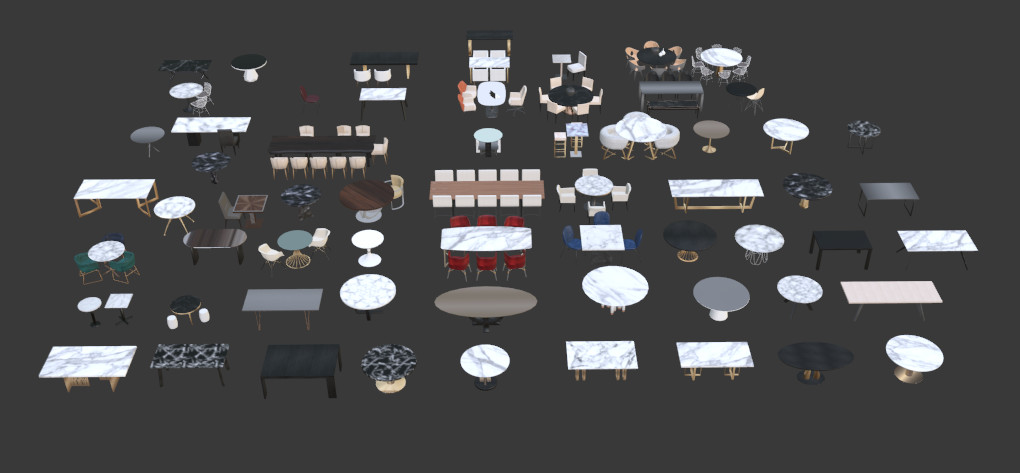 各种餐桌家具组合大合集blender模型插图