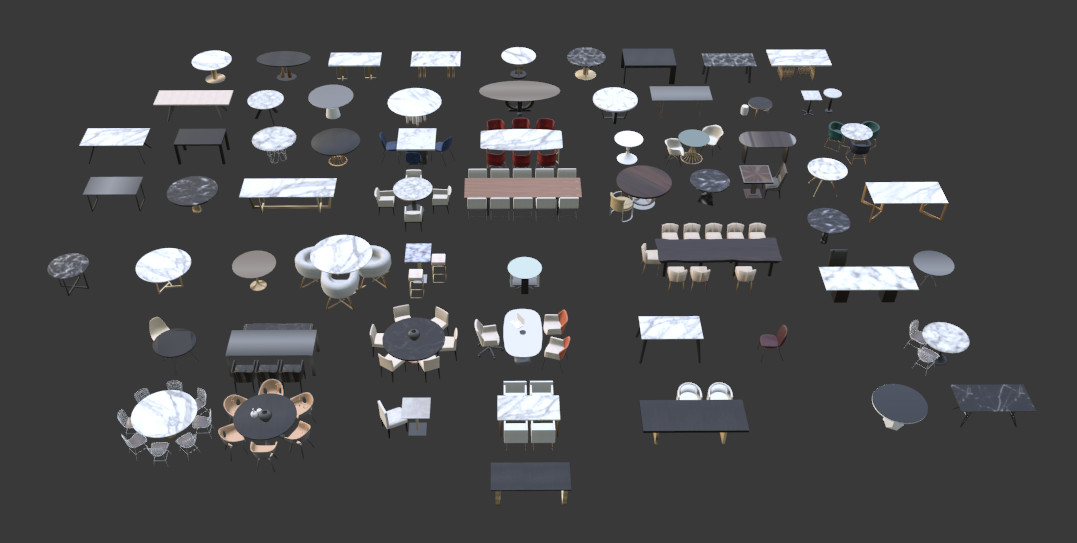 各种餐桌家具组合大合集blender模型插图1