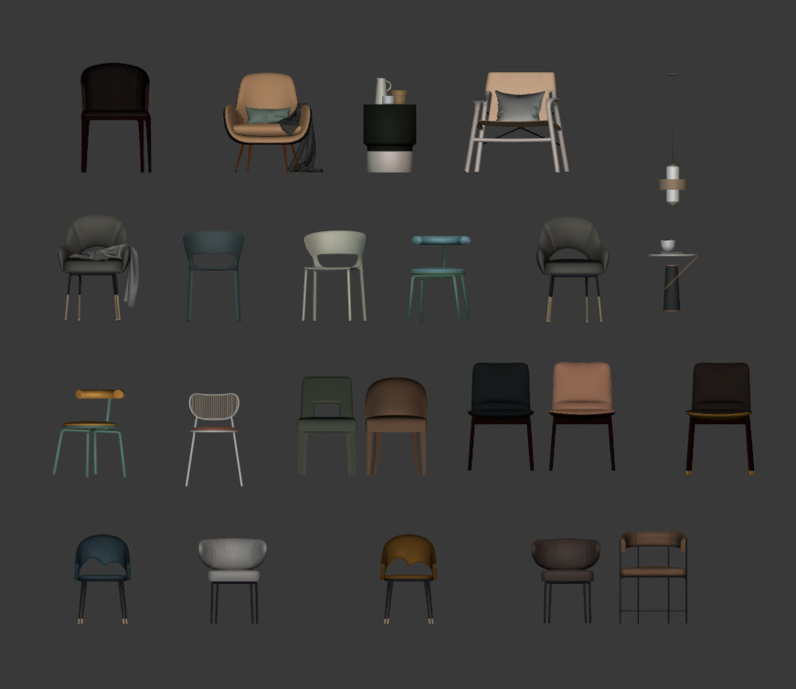 现代单椅椅子blender模型合集插图