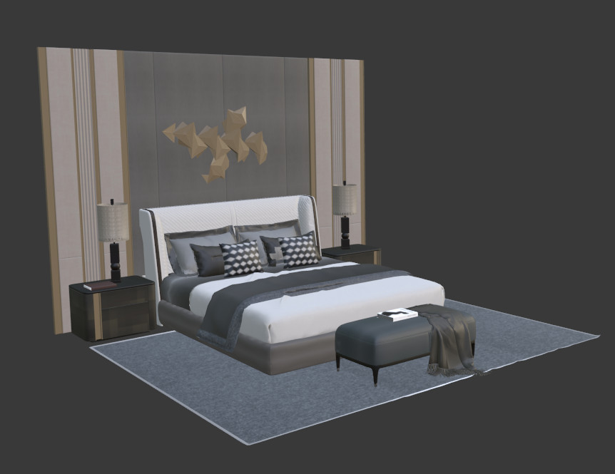 卧室床具家具组合3d模型插图