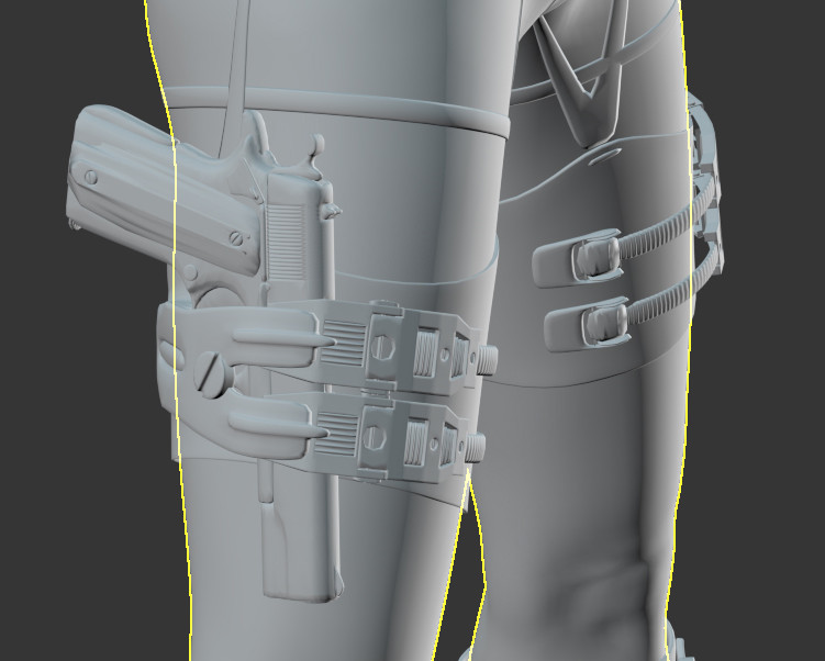 头盔科幻女战士机械女孩未来机枪手3dmax模型插图2