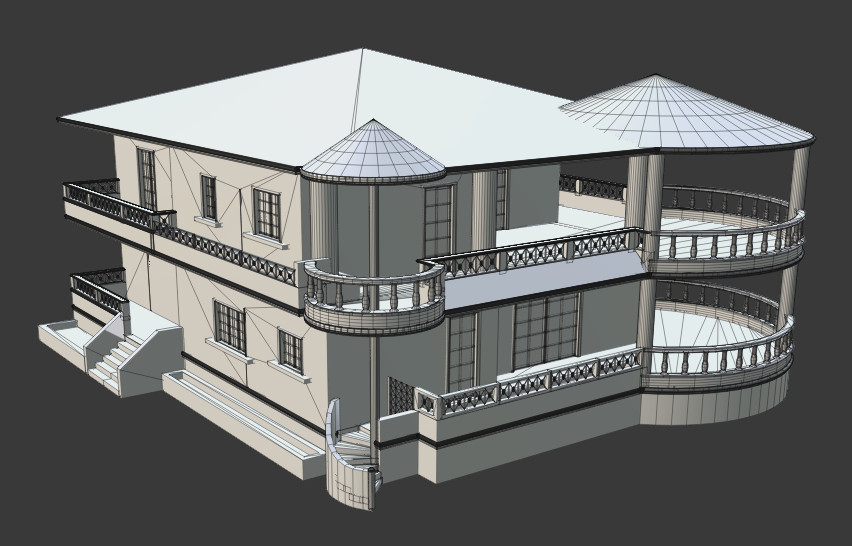 农村别墅建筑fbx模型下载插图1