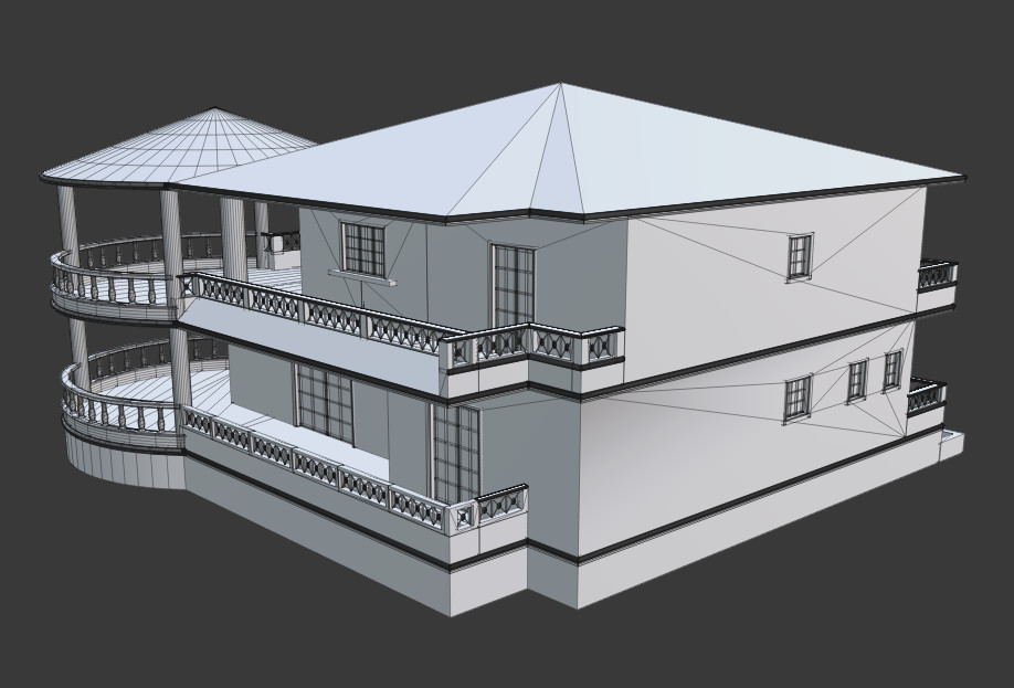 农村别墅建筑fbx模型下载插图2