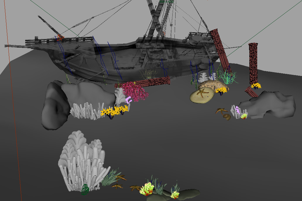 海底木船maya场景模型下载插图