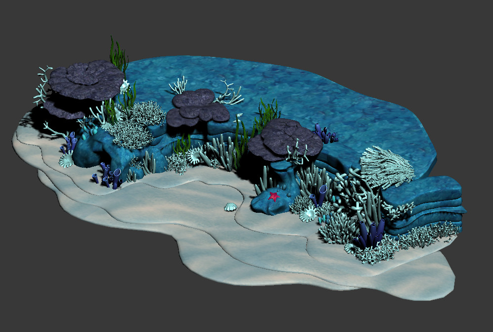 海底崖壁造型场景3dmax模型插图