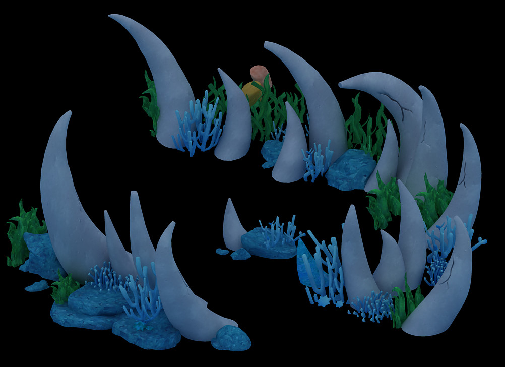 弯曲的刺骨组合海底场景3dmax模型插图