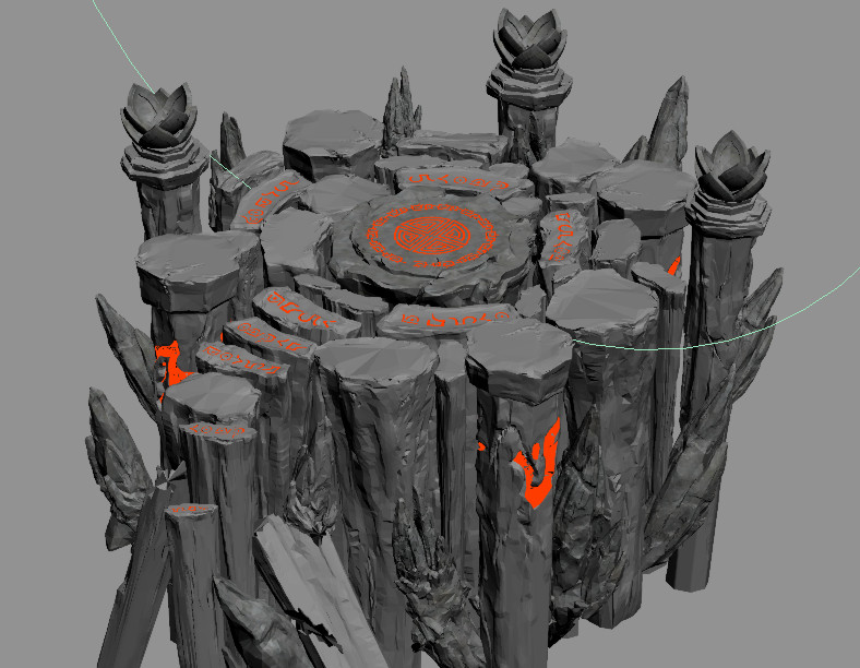 魔域 地域 火山 岩石 火焰山 地表 地下城 游戏场景模型插图1