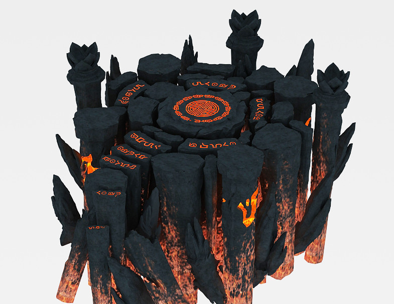 魔域 地域 火山 岩石 火焰山 地表 地下城 游戏场景模型插图