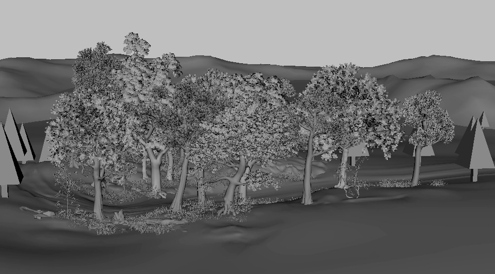 写实风格树林小路maya场景模型下载插图