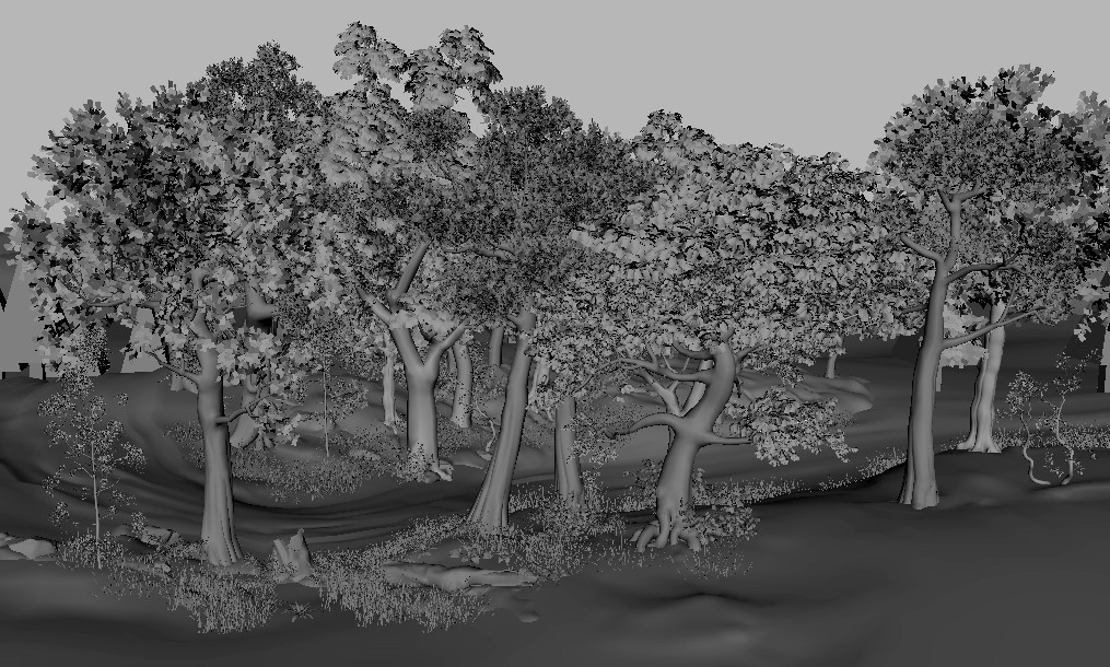 写实风格树林小路maya场景模型下载插图1