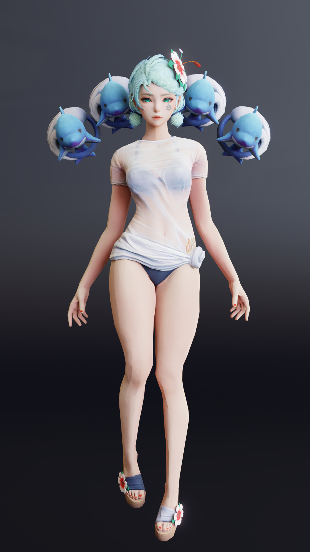 游戏韩风美女角色blender模型插图3