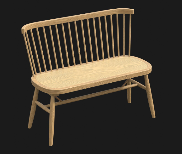 木椅子靠椅木制家具3d模型插图
