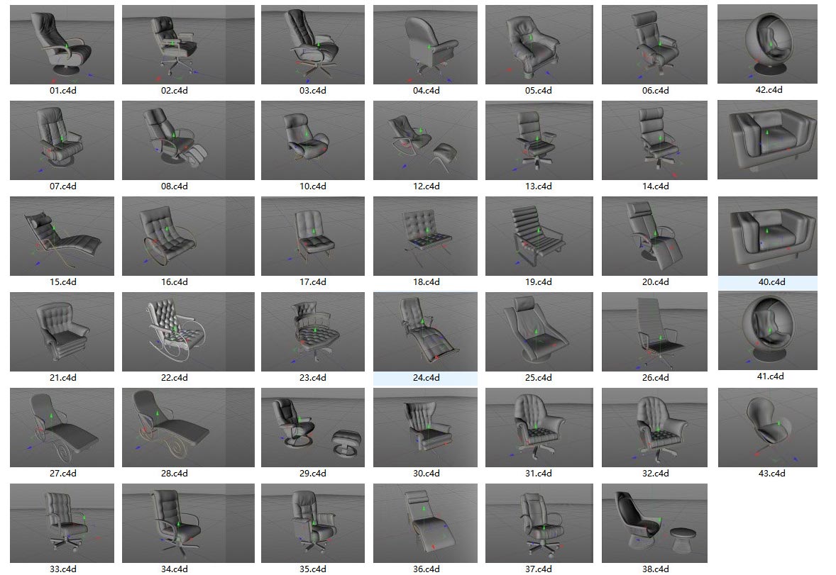 高质量扶手椅沙发躺椅c4d模型合集插图