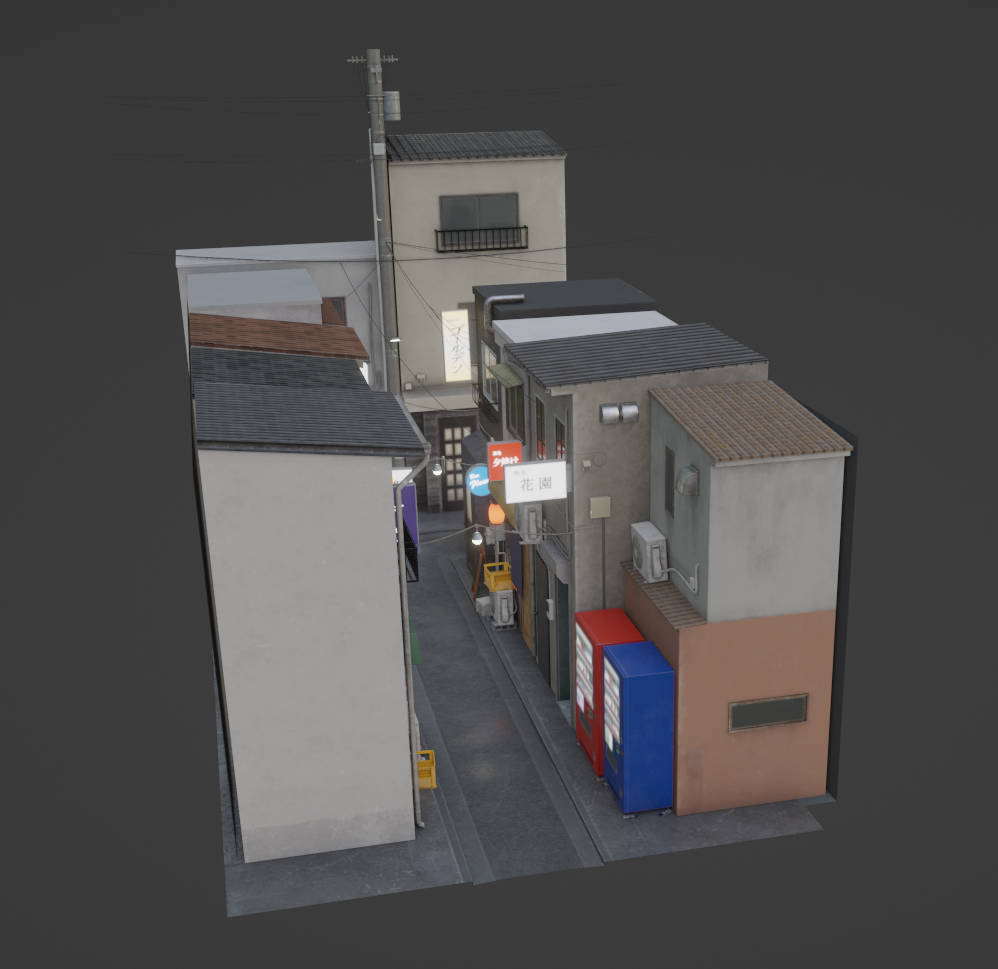 日本街头巷子建筑场景blender模型插图3