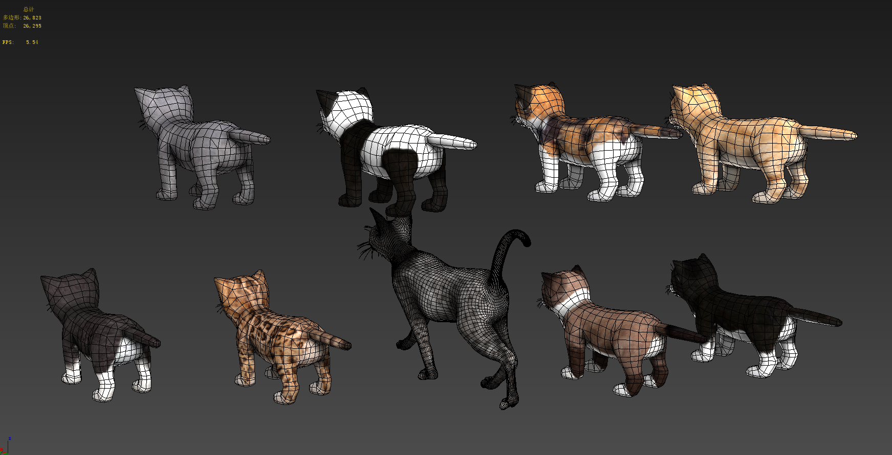 9只可爱的猫咪 写实猫3d模型插图2