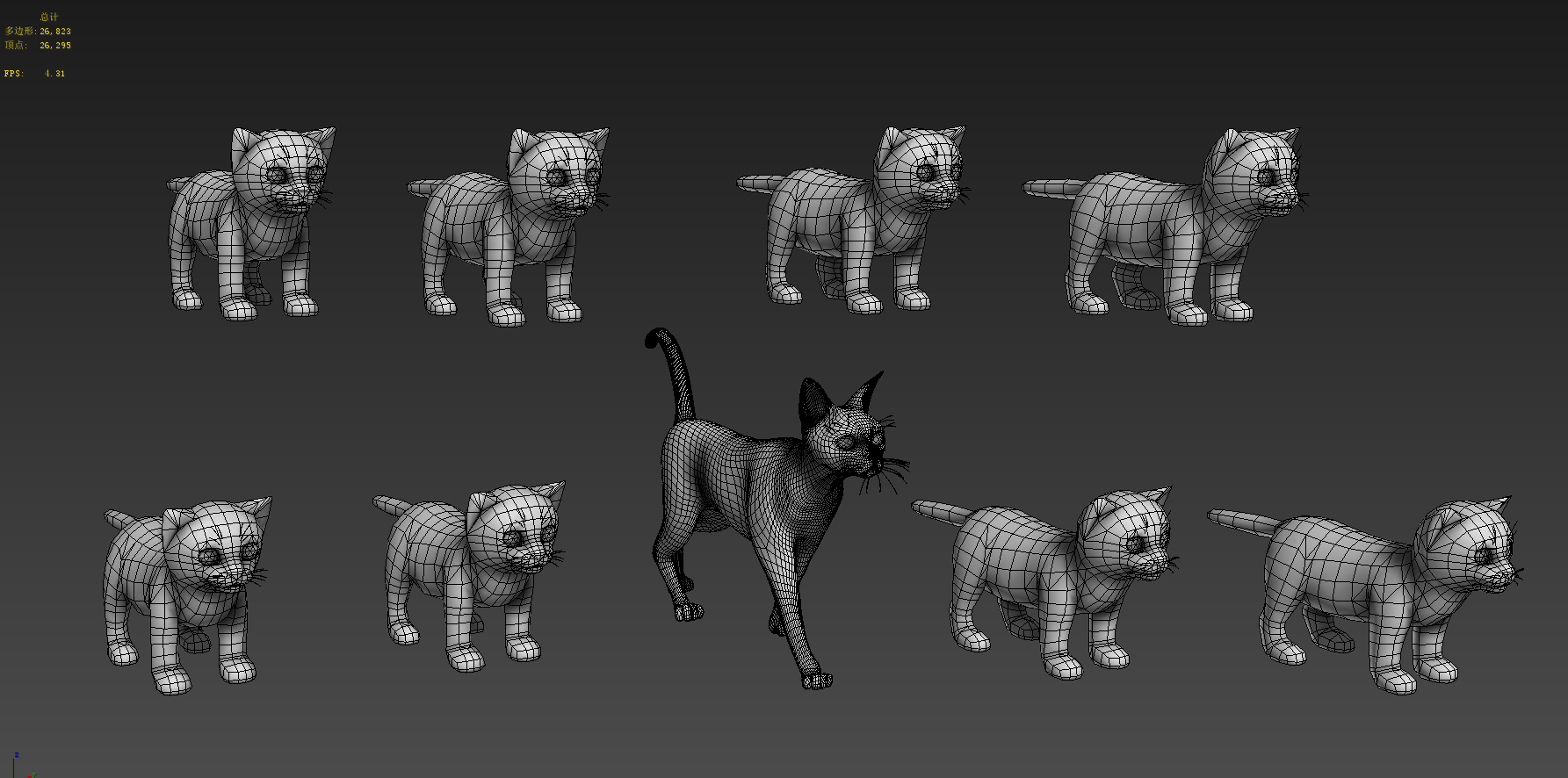 9只可爱的猫咪 写实猫3d模型插图3
