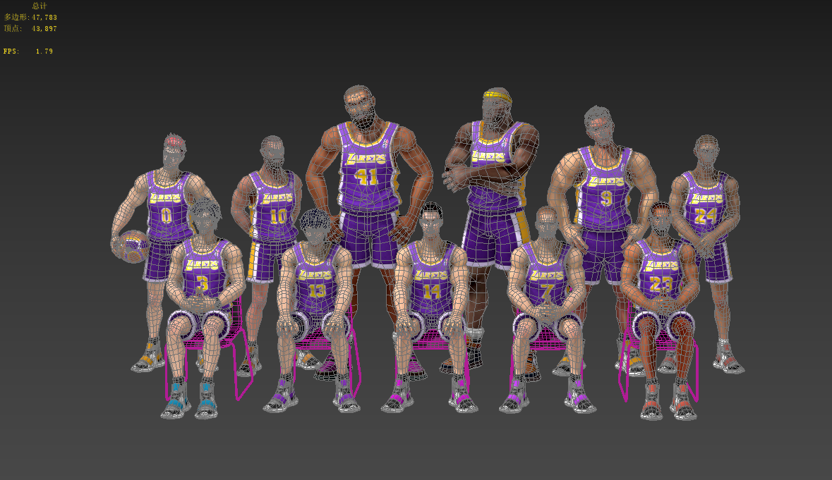 写实篮球运动员 带骨骼绑定和动作插图2