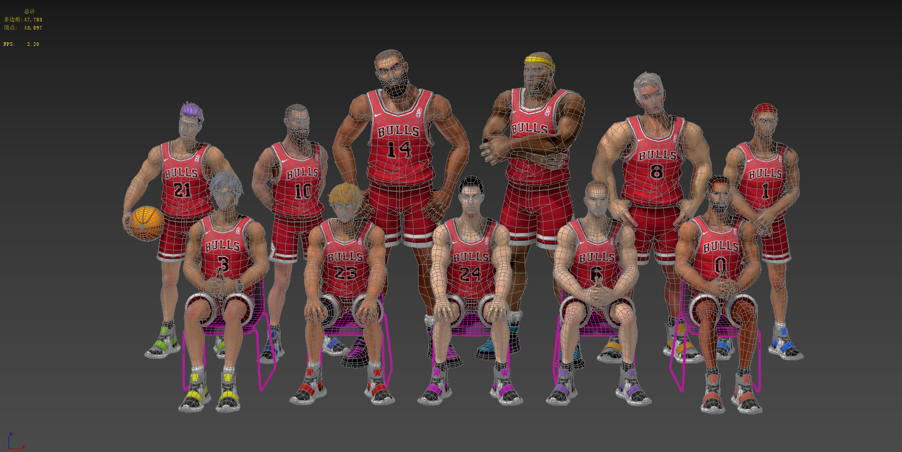 写实篮球运动员 带骨骼绑定和动作插图5